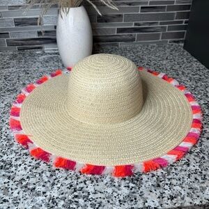 Boho Beachy Straw Hat With Colorful Fringe